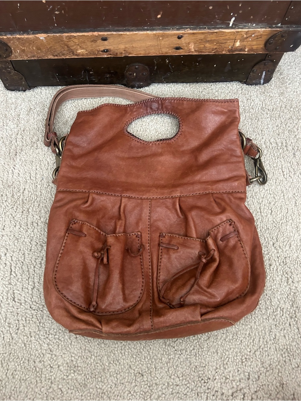 Lucky Brand Women’s Leather Shoulder Bag in Cognac Brown